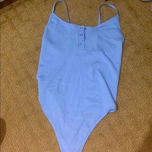Light blue three button bodysuit